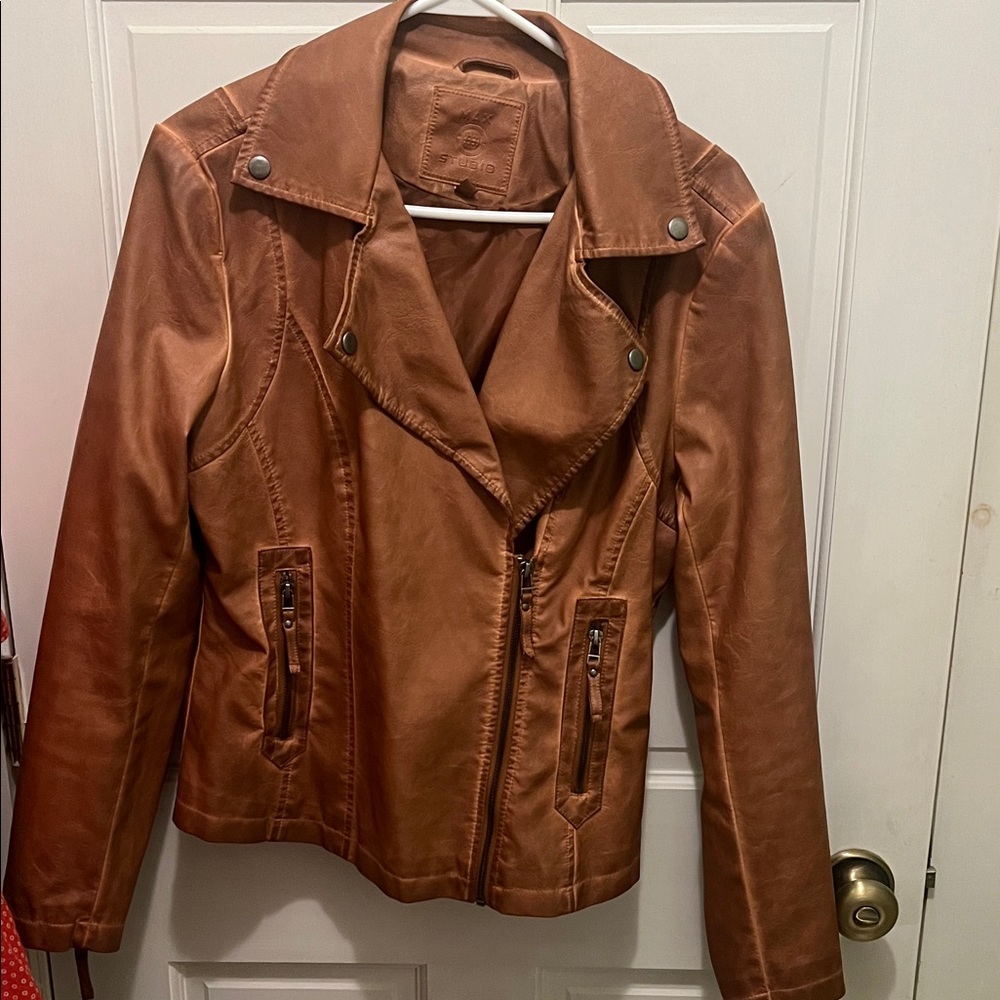 Max Studio Tan Faux Leather Jacket
